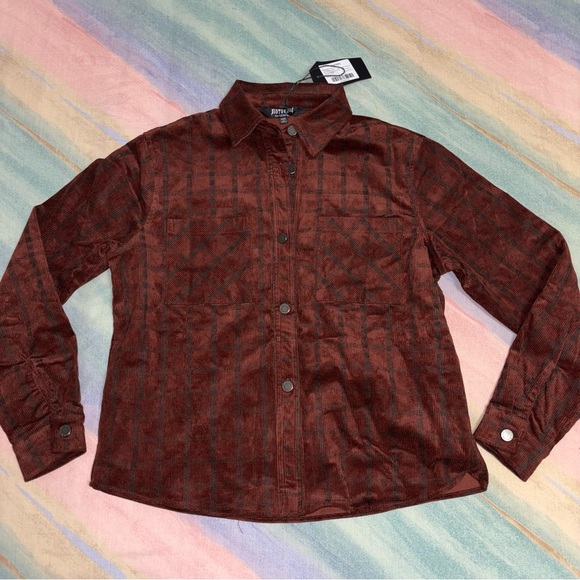 NWT Disturbia Terracotta Check Cord Shirt size US 8 - Picture 6 of 10